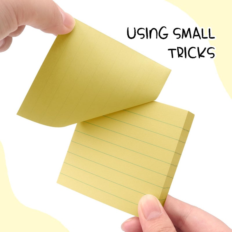 Eastern Wolf Lined Sticky Notes 3x3 Sticky Notes with Lines Self-Stick Notes Bright Color 4 Pads 90 Sheets/Pad (Yellow) - Image 4